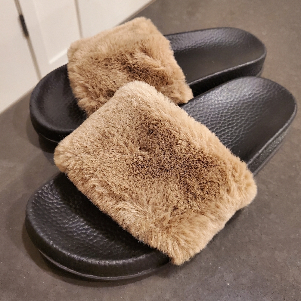 Brand New Fuzzy Flip Flops/Slippers